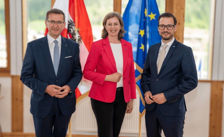 v.l.: Landesräte Markus Achleitner (OÖ), Barbara Eibinger-Miedl (Stmk.) und Sebastian Schuschnig (Ktn.)